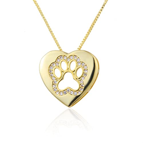 Colar de charme Presentes de aniversário de Natal Unissex Cobre Em forma de coração Garra de gato co