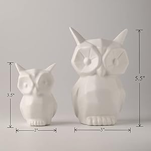 Owl statue for home decor glazed ceramic owl figurine modern bird figurine owl statue for cabinet fireplace mantel living room bedroom ornaments owl gifts for owl lover white  urban country home decor