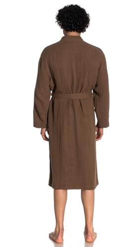 Image of Muslin Unisex Bathrobe Women & Men, 100% Cotton Kimono Lightweight Robe | Long Robes Soft, Absorbent, Spa robes
