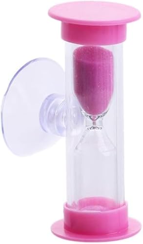 Pink_2 Minute Plastic Sand Timer Hourglass Sand Clock with Suction Cup Time Funnel Shower Timer Tooth Brushing Time Reminder Timers Thermometers and Timers