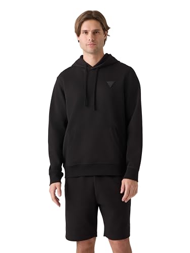 GUESS Mens Kory Hoodie Sweatshirt Jet Black Large