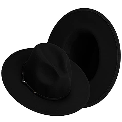 Sajuzen Wide Brim Fedora Hats For Women Mens Felt Fedora Hats With Belt Buckle #TOP20