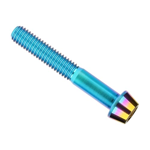 Image of Titanium Ti Bolt M5x9 16 18 20 25 30 35 40 45 50 55 60mm Tapered Head Screws Pack of 4 (M5x40mm, Iridescent Blue)
