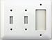 Mulberry Princess Style White Three Gang Combination Switch Plate - Two Toggle Light Switch Openings One GFI/Rocker Opening