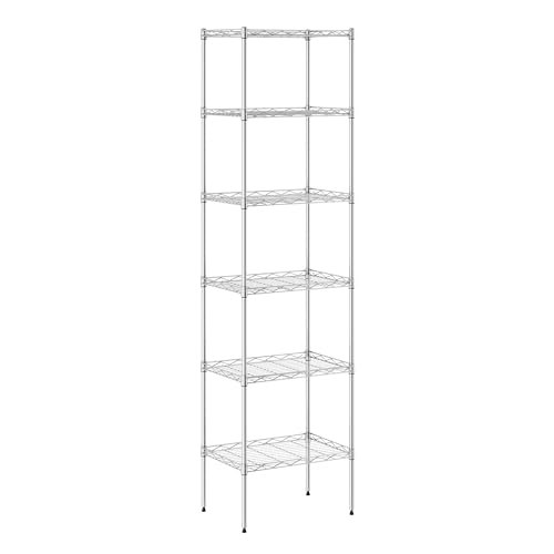 Furinno Wayar 6-Tier Metal Storage Shelf Rack, 17 x 12 x 64, Stainless Steel - image 1