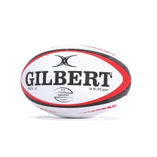 Balón de rugby Gilbert Orion blanco rojo negro talla 3 para partido juvenil