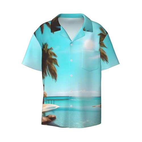Chemise à manches courtes palmiers homme idéale pour vos soirées d'été et barbecues à la plage