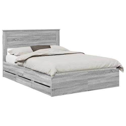 vidaXL Estructura de Cama Gris Sonoma 150 x 200 cm Madera Ingenieril, Dormitorio, Rectangular, Diseño Moderno, Muebles Elegantes, Colores neutros, Consejos para optimizar el Espacio, Artículos de DEC