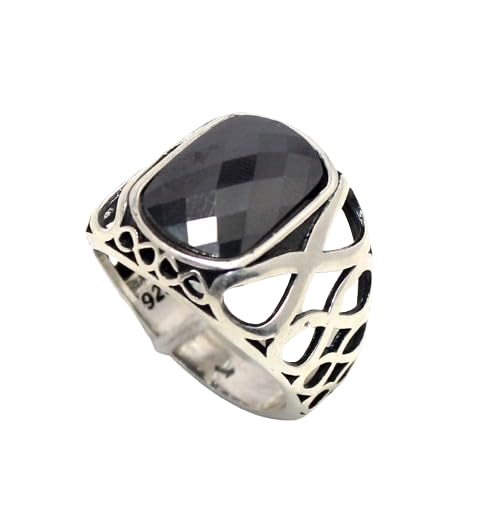 Mens Ring 925 Sterling Silver Persian Turkish Sultan Men Thumb Onyx Gem Stone Handmade Gift H955-image-4