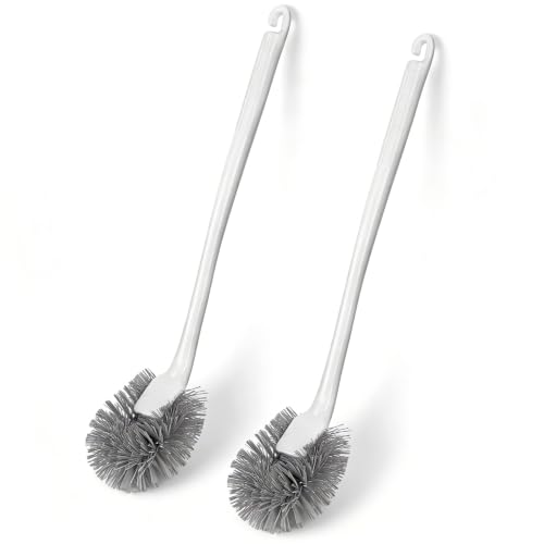 Linkidea 2 Pack Cat Litter Box Cleaning Brush, Soft Bristle Scoop Scrub Brush for Litter Tray, Extended Long Handle, Cat Litter Box Corner Cleaner