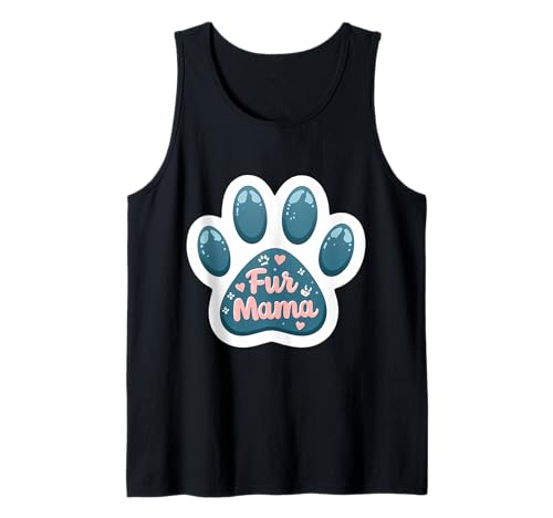 Fur Mama Funny Mother's Day Cat Dog Pet Owner Mom Mum Hearts Tank Top