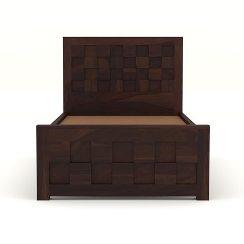 Image of Solid Sheesham Wooden Bed 6X4 Bed Single Bed Without Storage for Bedroom - Single Cot Wooden BedSingle Size for Living Room Guest Room - 12 Month Warranty (Jack Walnut)