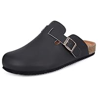 Zuecos Hombre Mules Mujer Zapatillas Casa Ajustables Pantuflas Corcho Zapatillas de Jardín Unisex Adulto Sandalias Cómodo Negro EU37