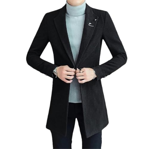 Manteau coupe-vent en laine homme trench noir ajusté veste mi-saison automne 991 BK001 XS