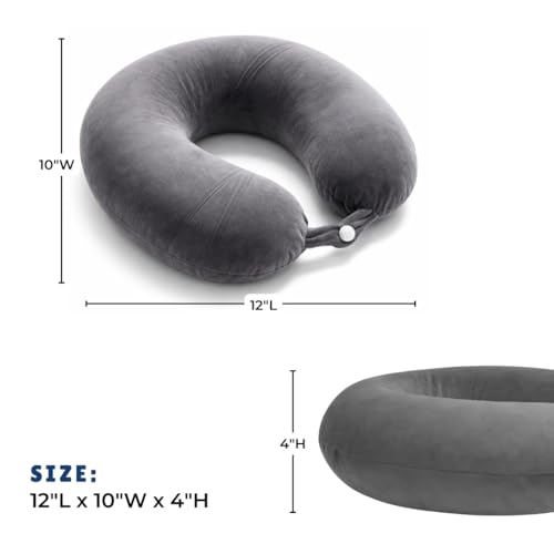 Image of DREAMZEE 100% Natural Latex Travel Pillow for Neck Support | Orthopedic Travel Neck Pillow Car & Flight Use | Breathable Cooling Neck Rest Travelling Pillow for Sleeping (Pack of 1 - Grey)