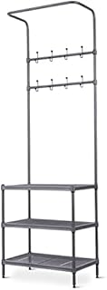 Multigot Coat Rack Stand, Metal Hall Tree Hat Rack with 8/9 Hooks and Adjustable Feet Pads, Freestanding Hallway Storage Organizer Unit for Living Room Bedroom Entryway (8 Fixed Hooks)