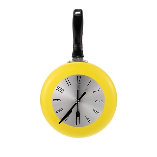 ABOOFAN 1 Set Pan Wall Clock Round Wall Clock Frying Pan Hanging Clock Creative Wall Hanging Clock Frying Pan Clock Wall Clock Decor Kitchen Theme Wall Clock Metal Hanging Clock Mute Clock