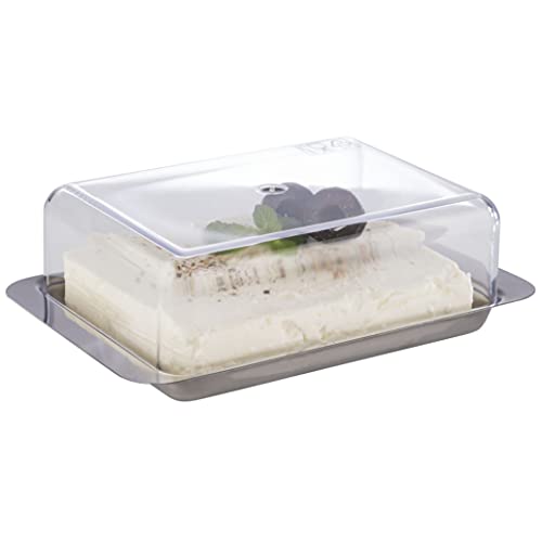 APS Fridge Butter Dish - piatto per il burro in acciaio inossidabile di alta qualità Made in Germany - resistente e antiruggine 16 x 9,5 x 5,5cm, non lavabile in lavastoviglie - immagine 4