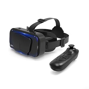 Immersive Phone VR Headset mit Controller Augenschutz Virtual Reality Headset VR Brille für 4,7-7 Smartphones HD Objektive (G10+B03)