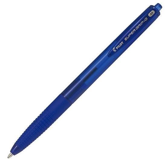 PILOT Bolígrafo esférica de clic Supergrip G azul punta 1,5 paquete 12 bolígrafos
