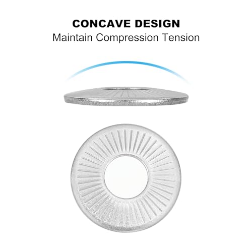 PATIKIL 304 Edelstahl Belleville Federscheiben, 10er Pack M10x27mm Flache Dichtung Konische Gerändelte Metrische Unterlegscheibe für Automobilindustrie und Bauwesen