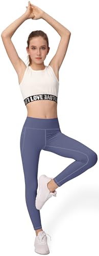 AENLLEY Girls Activewear Leggings with 2 Pockets - Kids Dance Workout Yoga Pants for Athletic Pack of 34