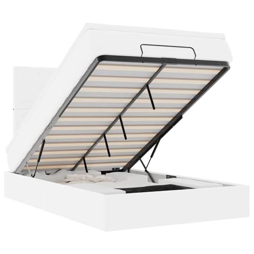 Fasba Ottoman-Bett mit Matratze Weiß 120x190 cm Kunstleder, Polsterbett Doppelbett Stilvolles Funktionsbett mit hydraulischem Stauraum3312992 – Bild 3