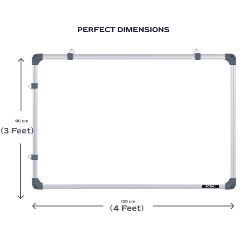 Image of GOSHU Non Magnetic Double Sided 3 feet x4 feet Writing White Board and Chalk Board for School, Home, Office & Online Teaching, includes Duster, Marker and Scale (3x4 feet, Pack of 4, Standard Corners)