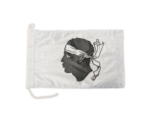 Drapeau de bateau Corse 20 x 30 cm - Poids du tissu - Imprimé robuste avec tricot et boucle - Drapeau nautique de 20 x 30 cm (Corse)
