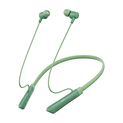 Image of Unix UX-700 Horizon Wireless Neckband | 34-Hour Playtime | Extra Bass | Magnetic Earbuds | Bluetooth Headset with Mic | Sweatproof | Ergonomic Fit | 200mAh Battery | Hands-Free Calling (Green)