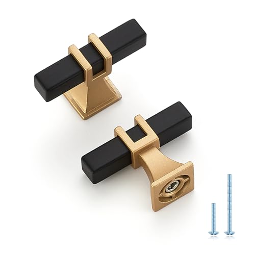 HOME EDIT Black & Gold Pulls Cabinet Handles Single Hole 5 Pack