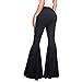 Womens High Waisted Bell Bottom Pants Mermaid Ruffle Flare Pants High Fashion Palazzo Pant Yoga Pants Leggings Black