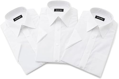 [アオキ] 涼しい 半袖 シャツ 3点セット 形態安定 立体縫製 ビジネス 夏 ワイシャツ メンズ 白 レギュラーカラー NEWモデル 首回り43cmの商品画像（Amazon）