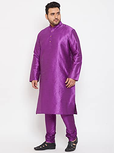 Image of VASTRAMAY Men's Silk Blend Solid Regular Kurta Pyjama Set