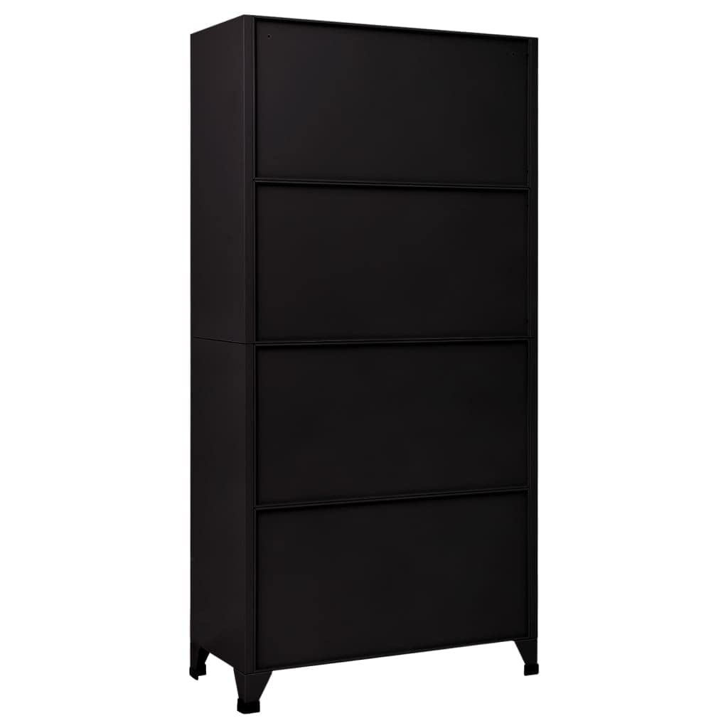 Generico Armadietto con Serratura Nero 90x45x180 cm in Acciaio,Armadietti e stipi