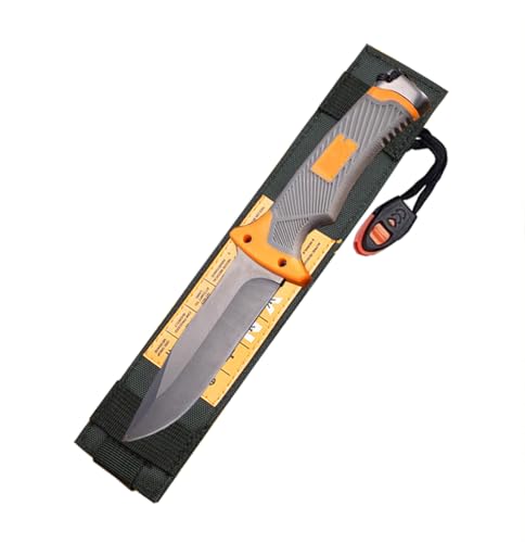 BKGDO High Carbon Steel Multi-Functional Outdoor Tool - Lightweight with Rubber Handle Hand-Stitched Sheath Perfect for Hunting Climbing Adventure Rescue Camping - Ideal Mens Gift (TYPE-B6)