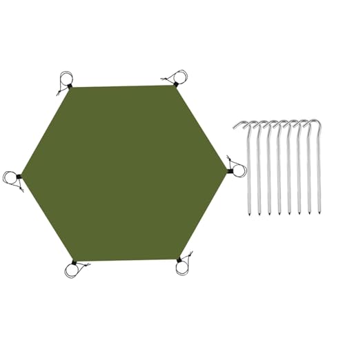 Yiju Hexagonal Ground Sheet for Camping and Outdoor Activities, with 6 Tent Stakes
