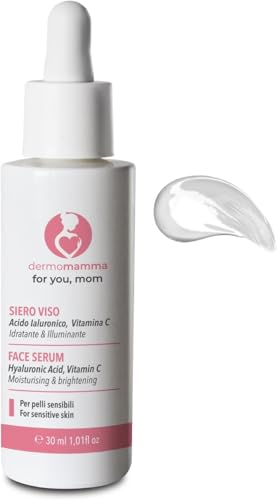 DERMOMAMMA SERUM FACIAL - Con Ácido Hialurónico - Vitamina C - Antiarrugas - Antimanchas - Iluminador - Apto para Embarazo y Lactancia 30 ml