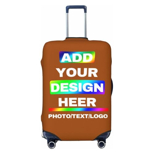 Custom Personalized Travel Suitcase Cover with Photo Text Name Logo - Double Sided Elastic Washable Baggage Cover