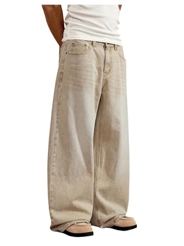 SOLY HUX Men's Baggy Jeans Vintage Straight Leg Loose Fit Skater Denim Pants Streetwear