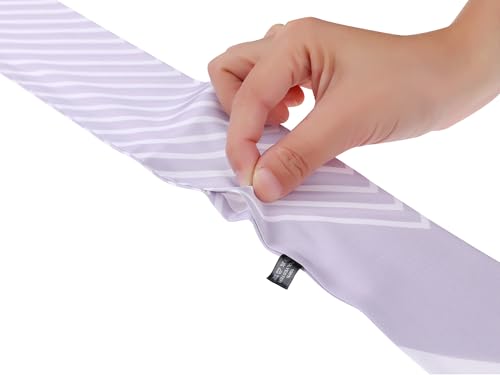Women Striped Print Skinny Long Scarves, Satin Silky Neck Scarf Neckerchief Ribbon Headband4