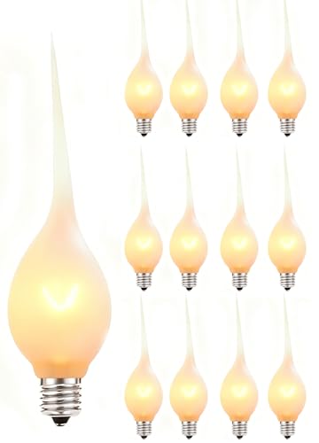 Xingzd Silicone Dipped Candle Light Bulbs, 5W C7 Base Clear Chandelier Bulbs for String Lights Candle Lamp, Shatterproof Waterproof Holiday Decoration Lights for Windows, Christmas, Halloween, 12PK