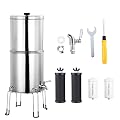 Purewells Water Filter System, 8-Stage 0.01?m Ultra-Filtration Water Purification System, Stainless Steel Water Tank Water Purifier Countertop System with 2 Filters and Spigot