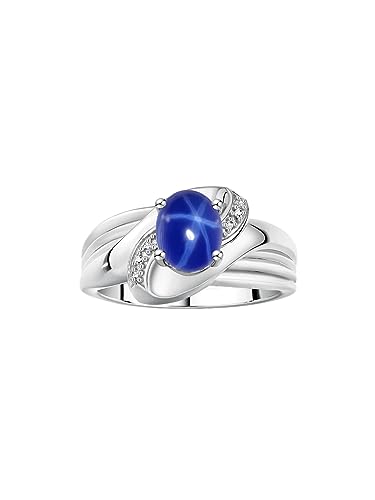 Rylos 14K White Gold Ring with Oval 9X7MM Gemstone & Diamonds - Classic Design Color Stone Jewelry for Women in Gold, Sizes 5-10