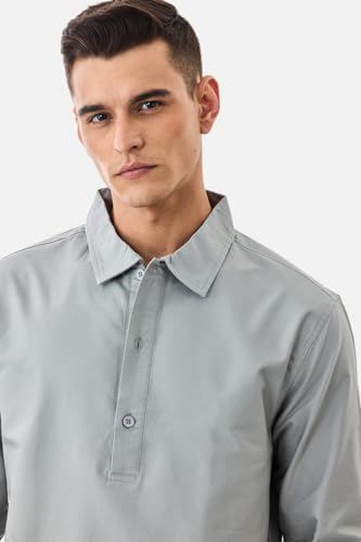 Image of SNITCH Men Casual Shirt | Slim Fit Full Sleeve Button-Down Collar Plain Design | Premium Cotton Blend & Stretchable Fabric for College & Everyday Wear