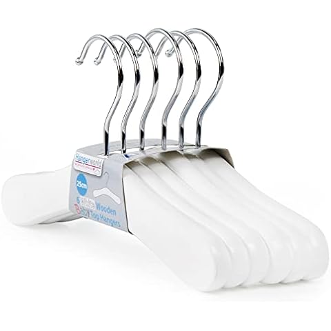 Juego de 6 perchas Hangerworld para bebés en madera blanca de 25 cm Cover