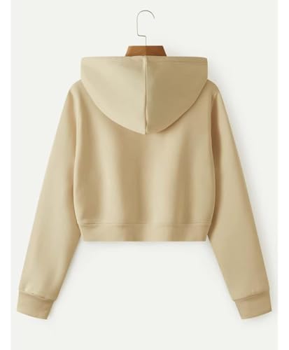 Image of Rabboni Women's Crop Fleece Hoodie Jacket | Full Sleeve Zip-Up Hooded Sweatshirt for Women & Girls | Soft Warm Casual Winter Wear Crop Hoodie