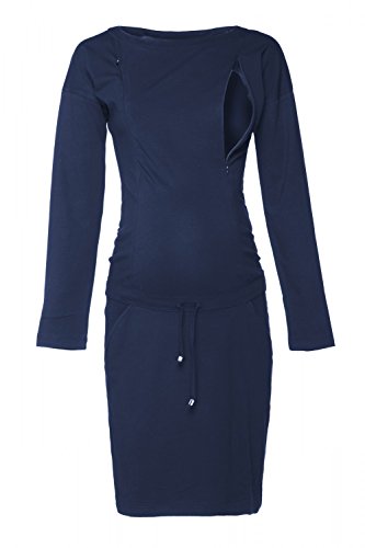 HAPPY MAMA. Para Mujer Vestido Sudadera Premamá De Lactancia. Bolsillos. 709p (Armada, 40, M) Cover