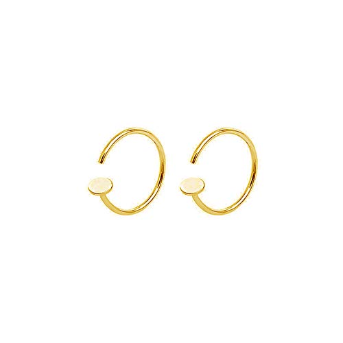 Minimalist Dot Round Disc Half Hoop Earrings Sterling Silver 925 for Women Girls Fashion Small Huggie Hoops Sleeper Ear Cuffs Cartilage Tragus Circle 20G Stud Earring Ears Piercing Dainty Jewelry Hypoallergenic