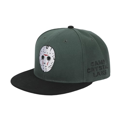 Friday the 13th Jason Mask Traditional Snapback Cap Green